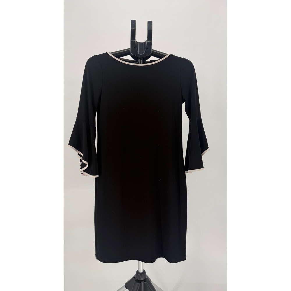 Nik & Ash Black Ruffle Bell Sleeve Shift Dress Minimalist‎ Work Cocktail Size S